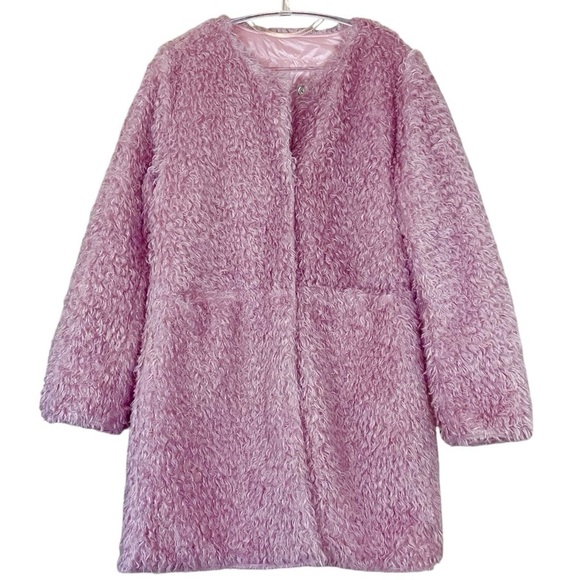 Luii Reversible Faux Fur Puffer Snap Coat Jacket Dusty Pink Size M - Picture 1 of 11